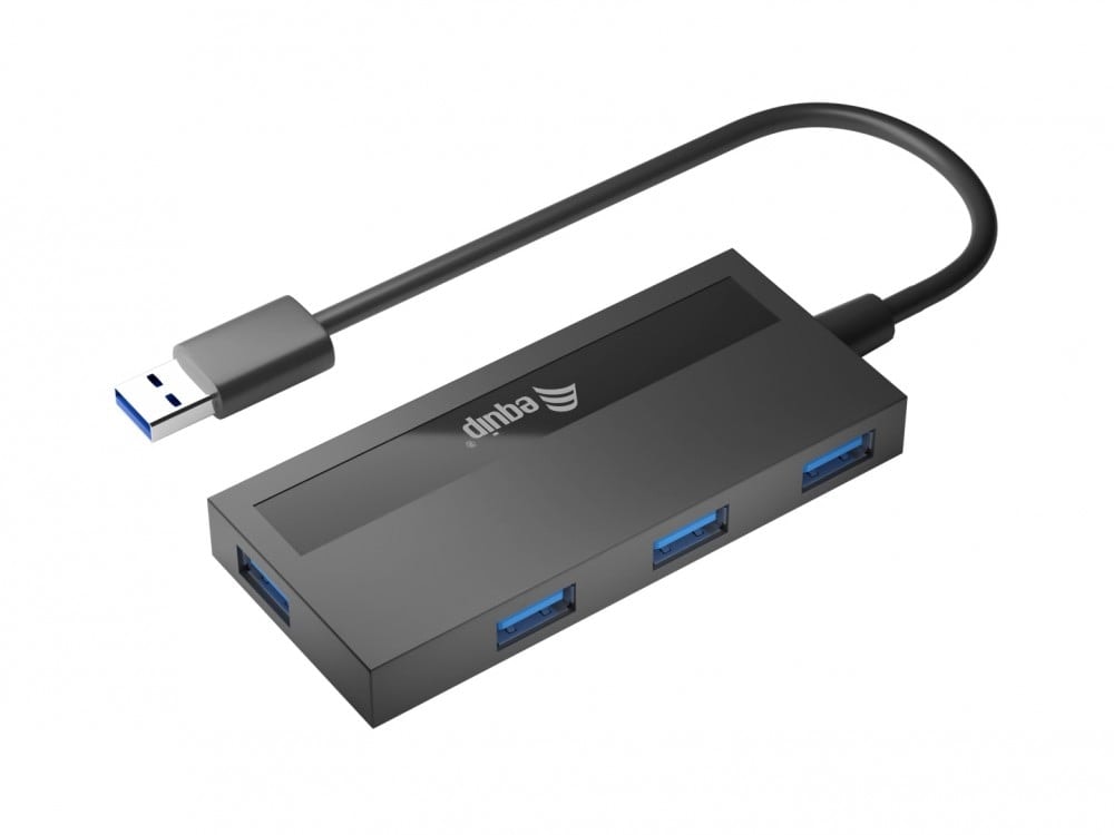 EQUIP LIFE HUB USB 3.0 4PORT C/ ADAPTADOR USB-C BLACK #CAMPANHA#, imagem 1