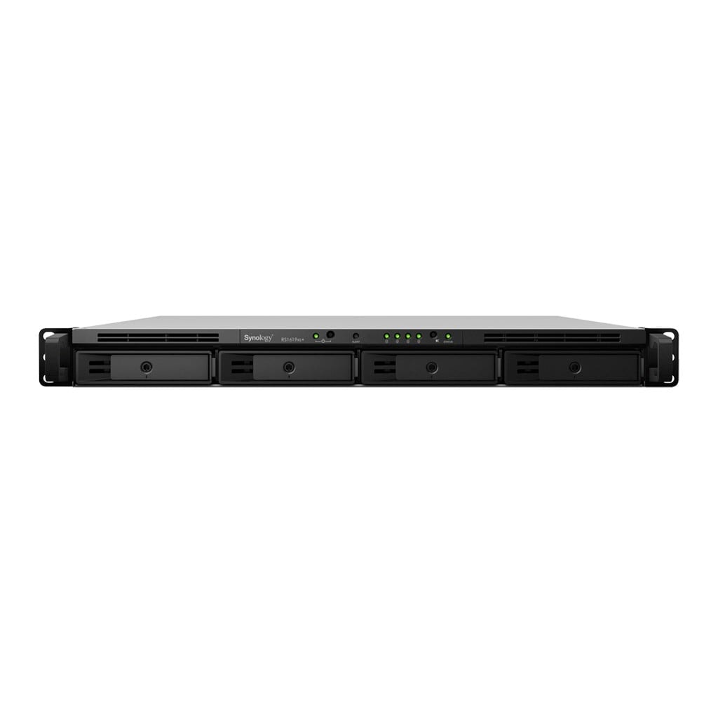 Synology RackStation RS1619xs+ - Servidor NAS - 4 baias - montável em bastidor - SATA 6Gb/s - RAID (expansão de disco rígido) 0, 1, 5, 6, 10, JBOD, RAID F1 - RAM 8 GB - Gigabit Ethernet - iSCSI assistência - 1U, imagem 1