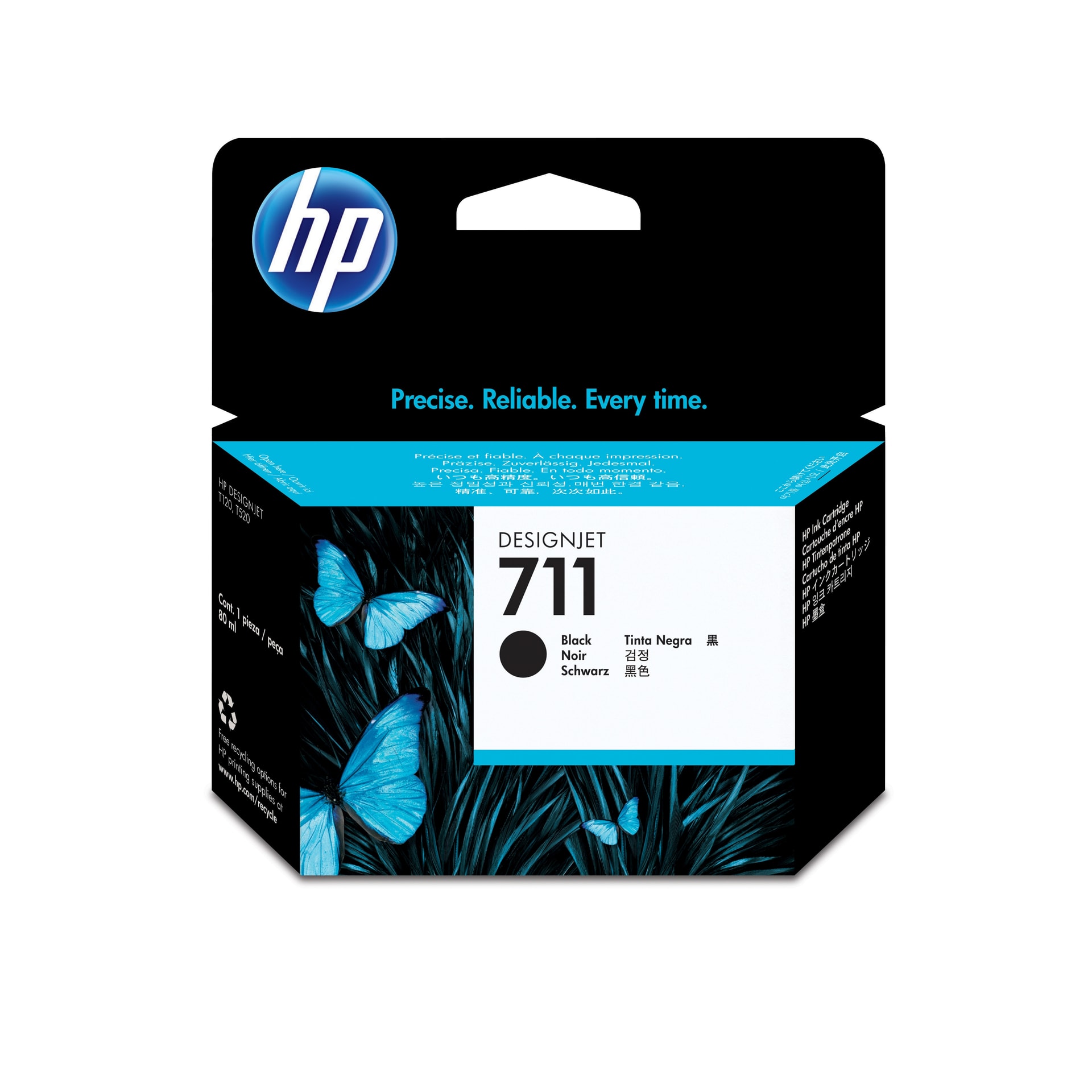 HP Tinteiro DesignJet 711 Preto de 80 ml, imagem 1