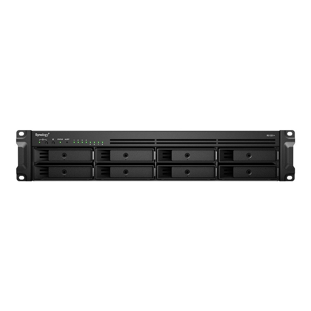 Synology RackStation RS1221+ - Servidor NAS - 8 baias - montável em bastidor - SATA 6Gb/s - RAID (expansão de disco rígido) 0, 1, 5, 6, 10, JBOD - RAM 4 GB - Gigabit Ethernet - iSCSI assistência - 2U, imagem 1