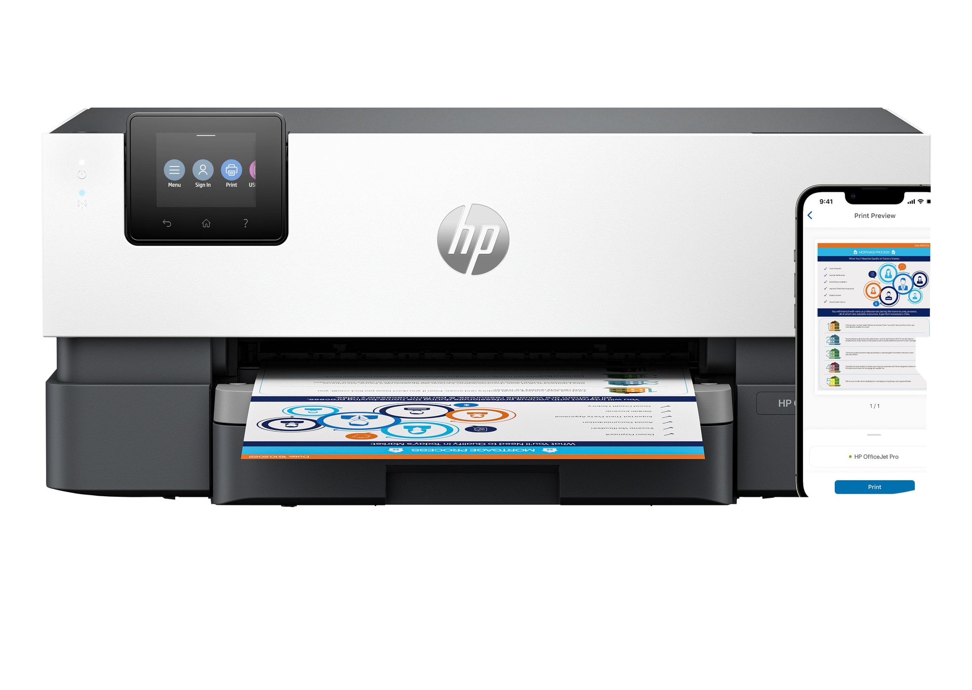 HP OfficeJet Pro 9110b Sem fios Cor Impressora, Impressão frente e verso, imagem 1