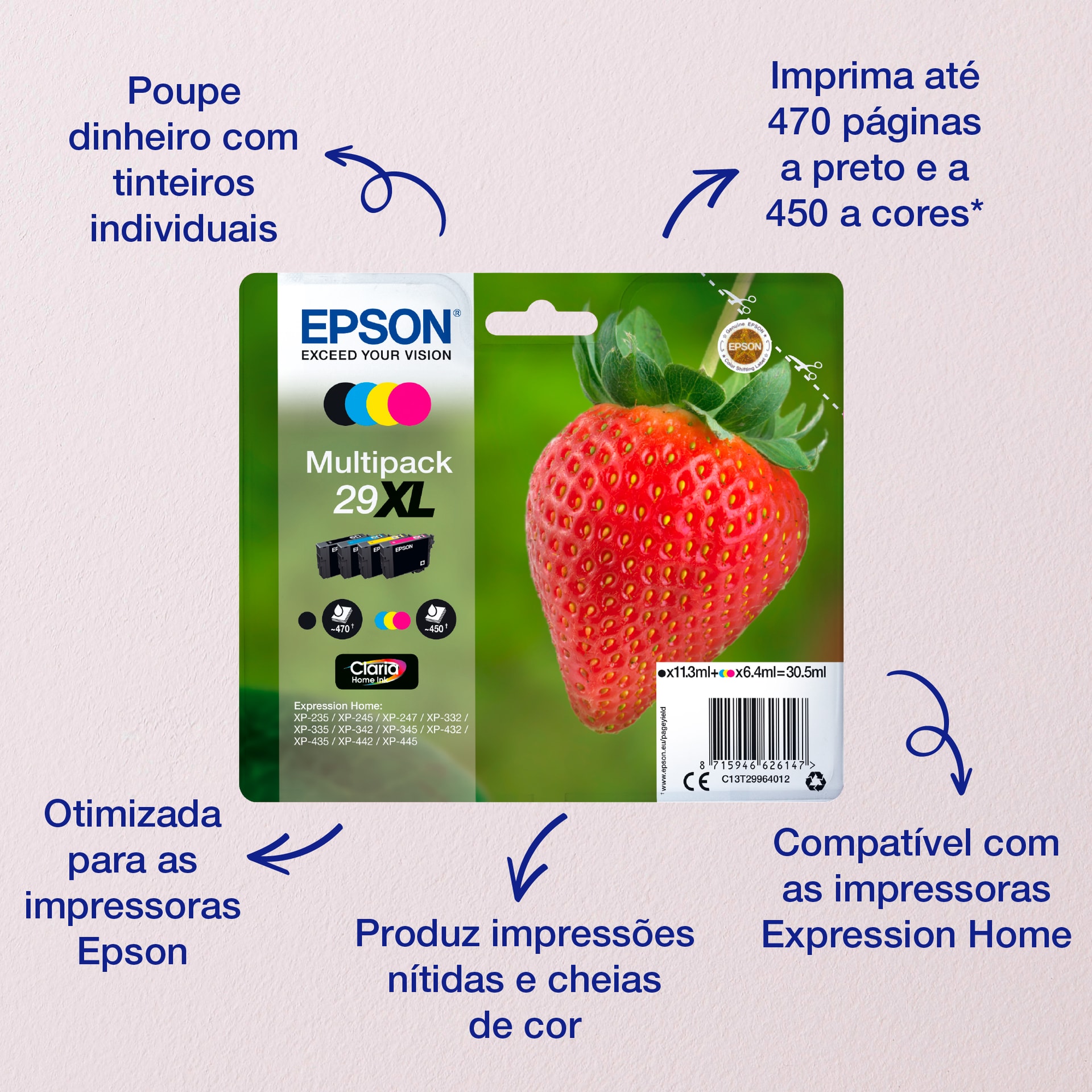Epson Strawberry Multipack 4-colours 29 Claria Home Ink, imagem 1
