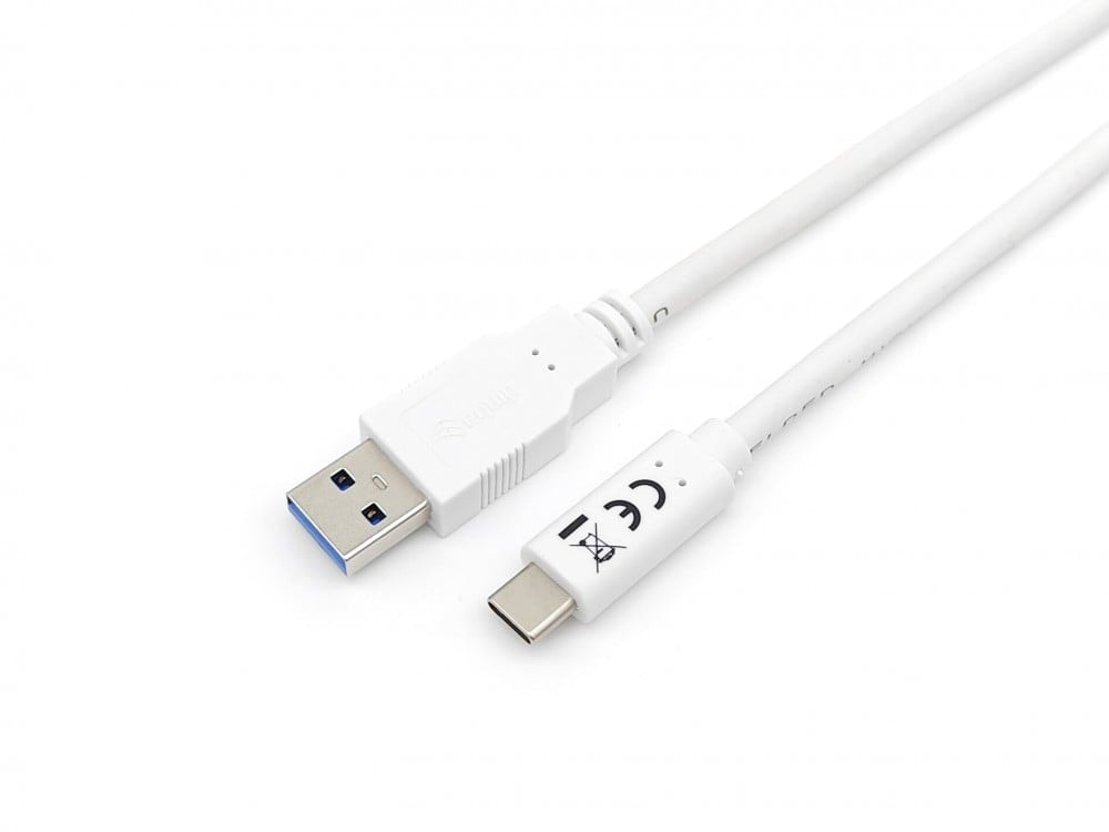 EQUIP CABO USB 3.2 GEN 1 C TO A CABLE M/M 5G TRANSFER 3ª 2.0MT WHITE, imagem 1