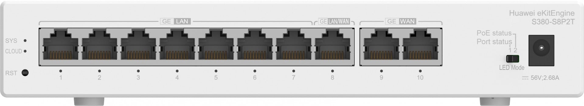 HUAWEI GATEWAY S380-S8P2T GIGABIT ETHERNET (10/100/1000) POE, imagem 1