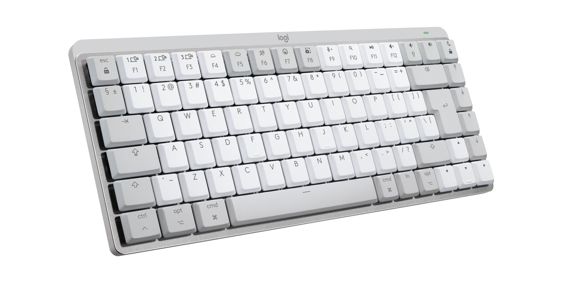 Logitech Master Series MX Mechanical Mini for Mac - Teclado - retroiluminação - sem fios - Bluetooth LE - QWERTY - Padrão internacional americano - interruptor: Tátil Silencioso - cinza pálido