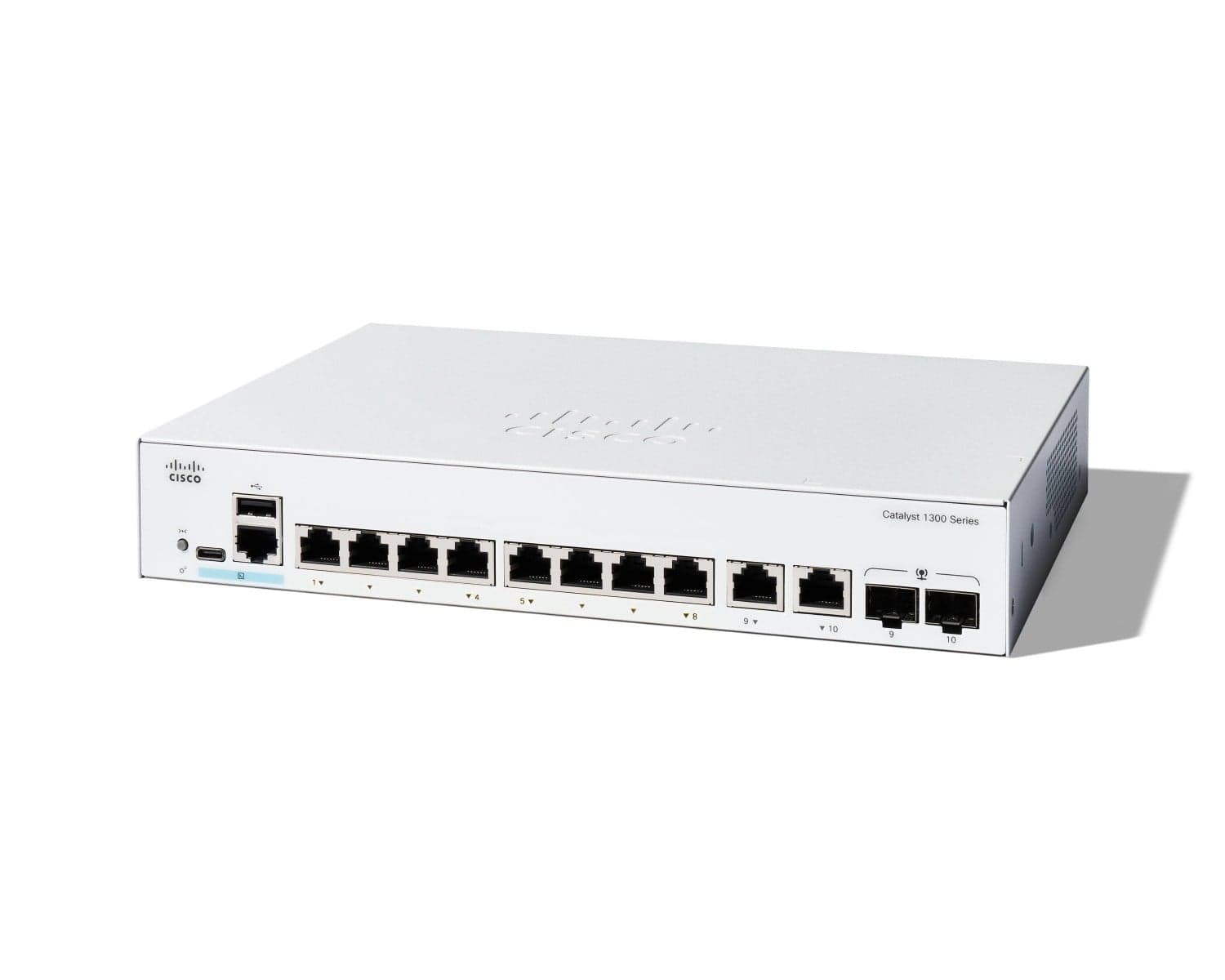 Cisco Catalyst 1300-8T-E-2G - Interruptor - L3 - Administrado - 8 x 10/100/1000Base-T + 2 x combo Gigabit SFP/RJ-45 - montável em trilho