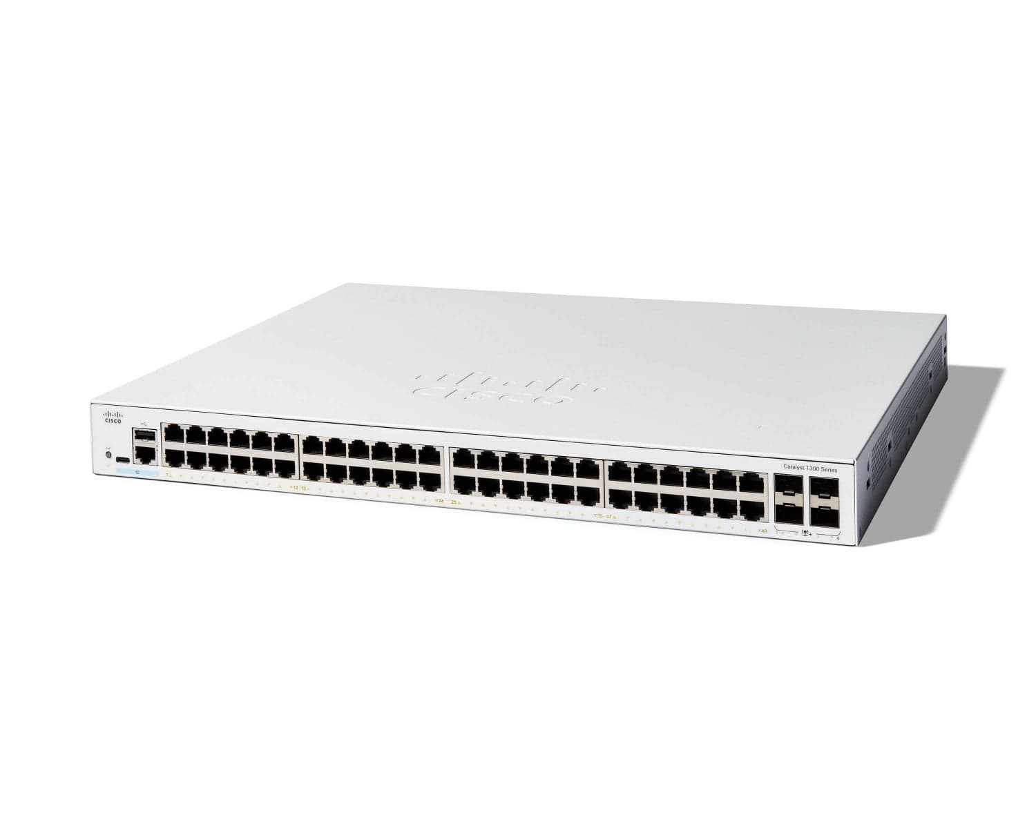 Cisco Catalyst 1300-48T-4X - Interruptor - L3 - Administrado - 48 x 10/100/1000Base-T + 4 x 10 Gigabit SFP+ - montável em trilho