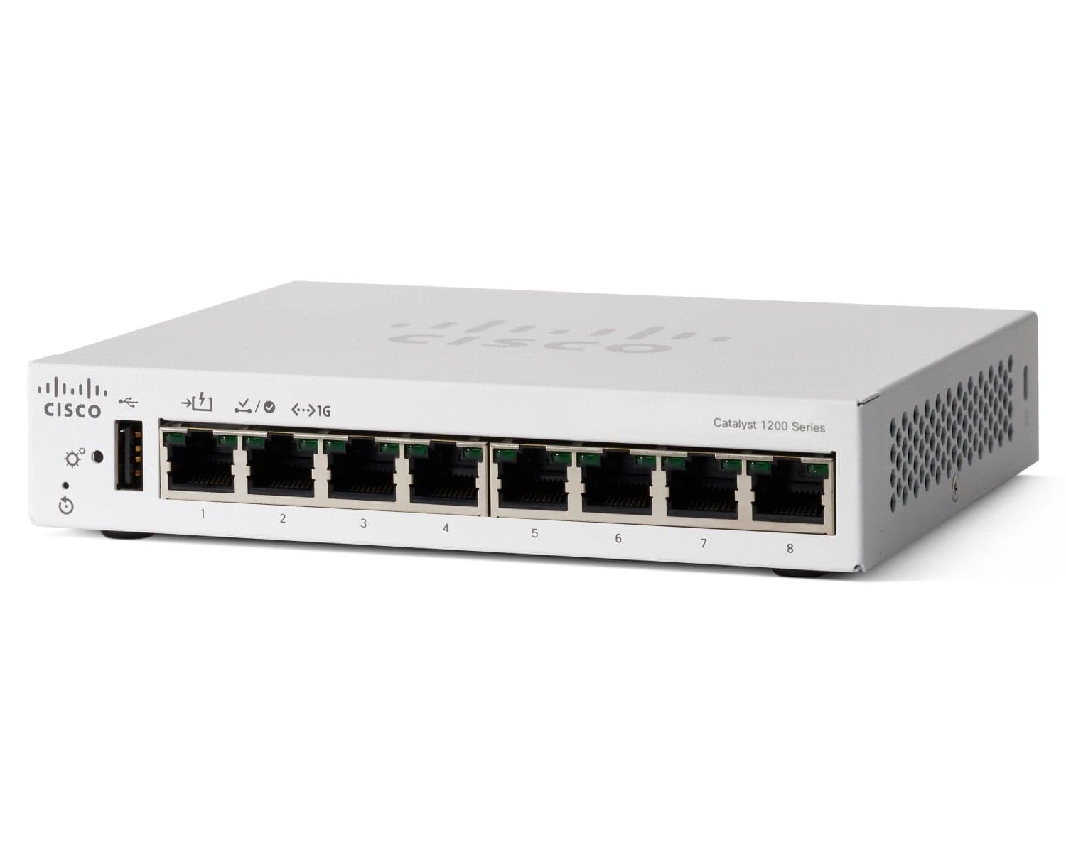 Cisco Catalyst 1200-8T-D - Interruptor - Ethernet Gigabit - L3 - inteligente - 8 x 10/100/1000 - desktop - PoE (67 W)