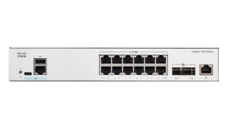 Cisco Catalyst 1300-12XT-2X - Interruptor - L3 - inteligente - 12 x 10GBase-T + 2 x 10 Gigabit SFP+ - montável em trilho