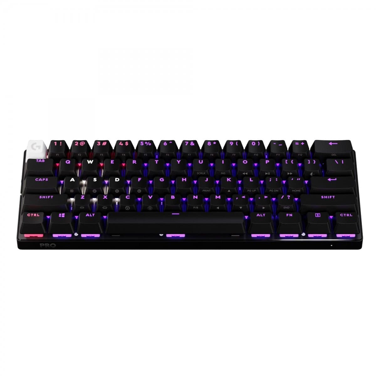 Logitech G PRO X 60 - Teclado - gaming - 60% - TKL - luz traseira - sem fios - 2.4 GHz, Bluetooth - QWERTY - Padrão internacional americano - interruptor: Tactile - preto