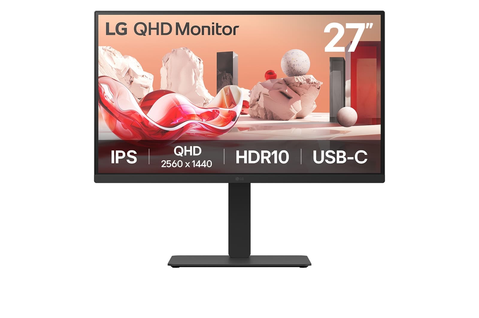 LG 27BA75QB-B - Monitor LED - 27" - 2560 x 1440 QHD @ 100 Hz - IPS - 350 cd/m² - 1000:1 - HDR10 - 5 ms - HDMI, DisplayPort, USB-C - altifalantes - preto