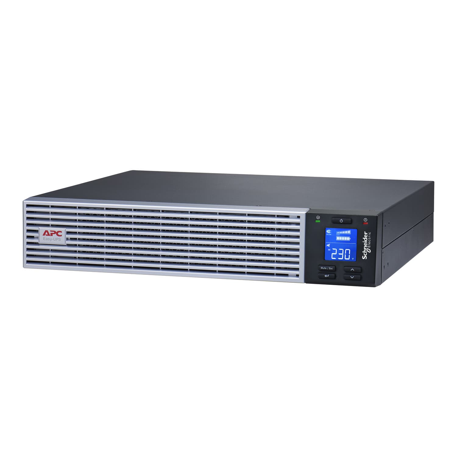 APC Easy UPS On-Line - UPS (montável em bastidor) - AC 230 V - 900 Watt - 1000 VA - 1 fase - 1 bateria x - Lithium Ion - RS-232, USB - conectores de saída: 6 - 2U - 19" - preto e prata