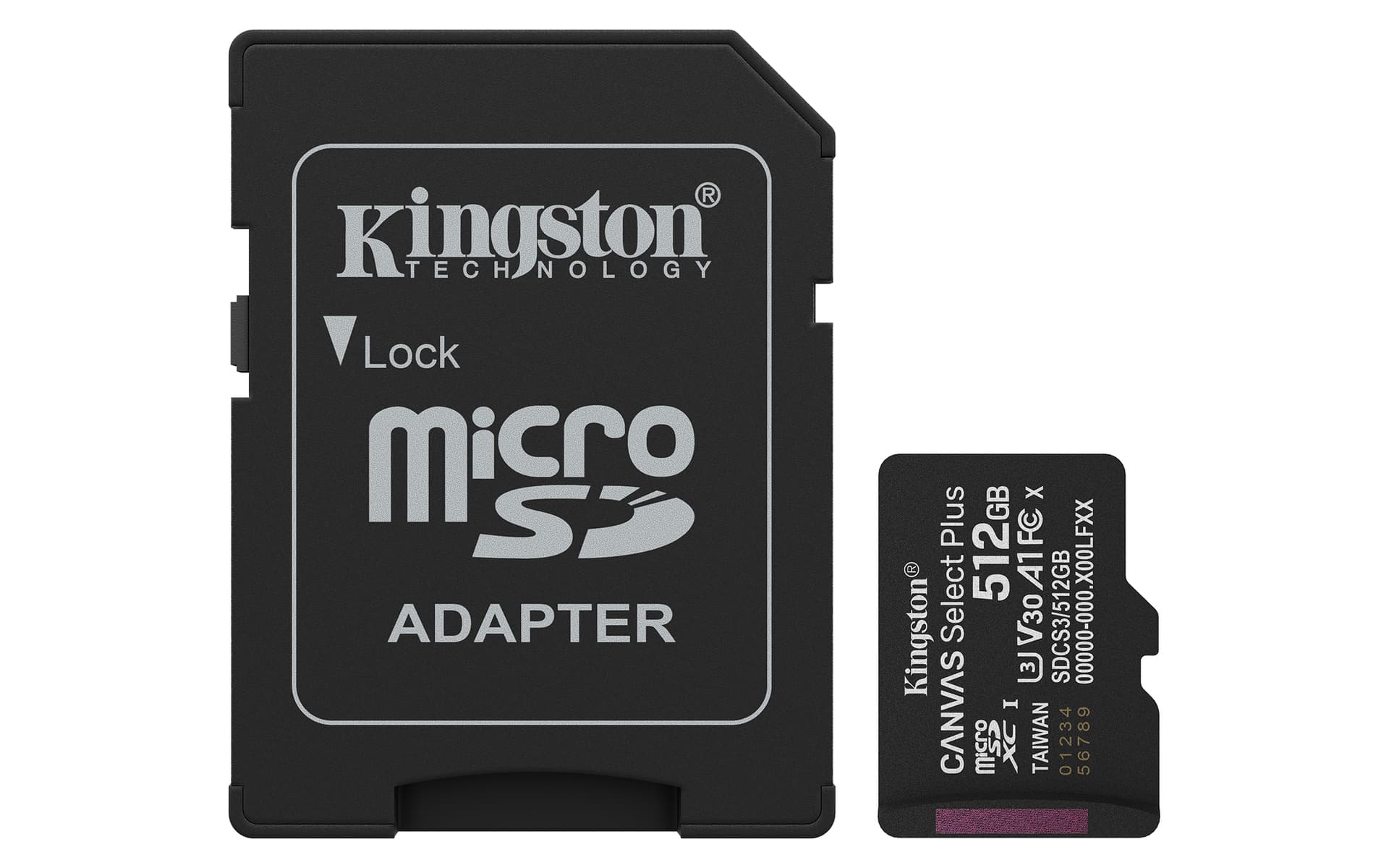 Kingston Canvas Select Plus - Cartão de memória flash (adaptador microSDXC para SD Incluído) - 512 GB - A1 / Video Class V30 / UHS Class 3 / Class10 - microSDXC UHS-I