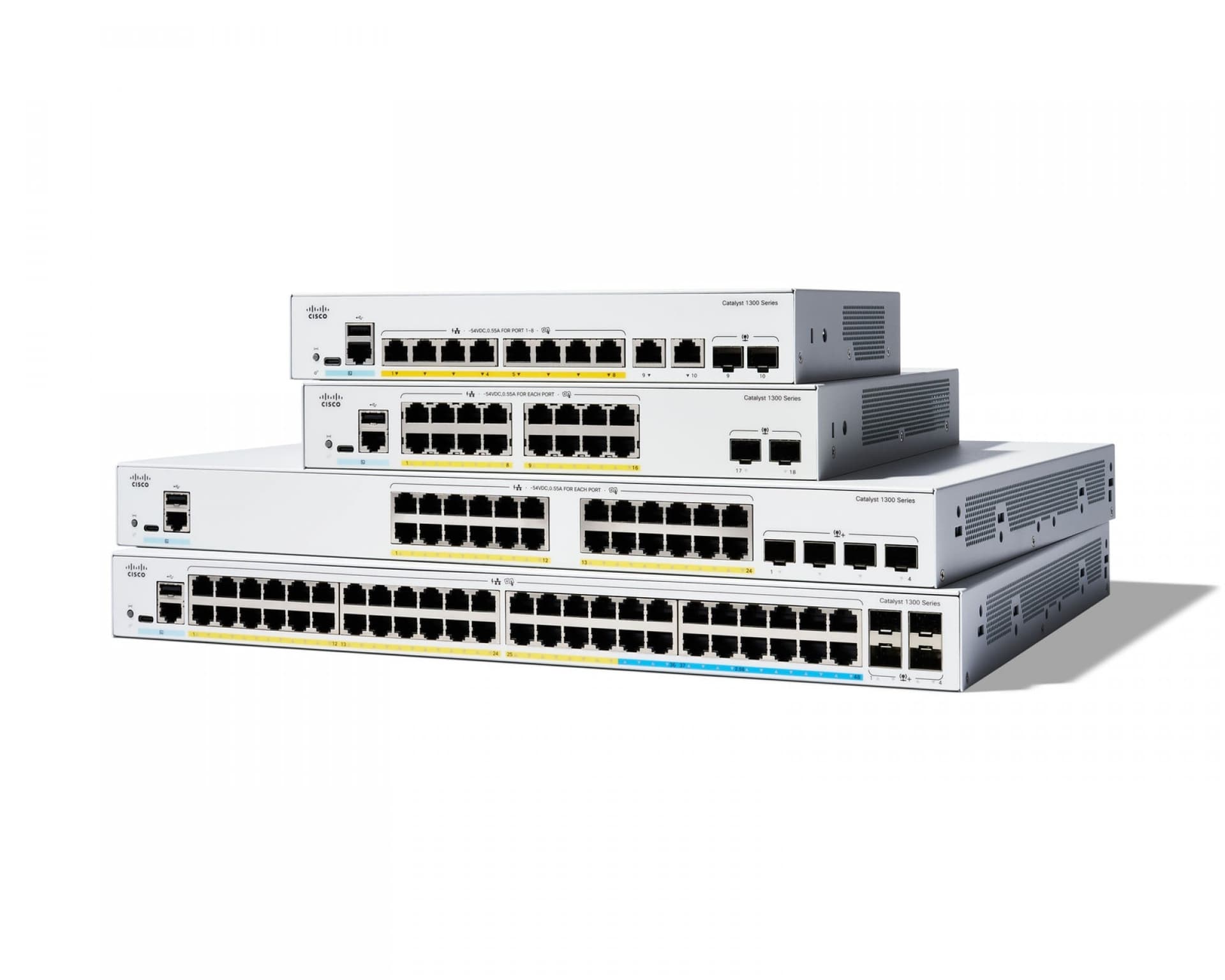 Cisco Catalyst 1300X-24P-4X - Interruptor - L3 - Administrado - 4 x 10 Gigabit SFP28 + 24 x 10/100/1000 (PoE+) - montável em trilho (385 W)