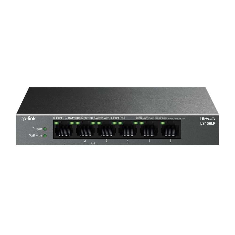 TP-LINK 6-Port 10/100 Mbps Desktop Switch with 4-Port PoE