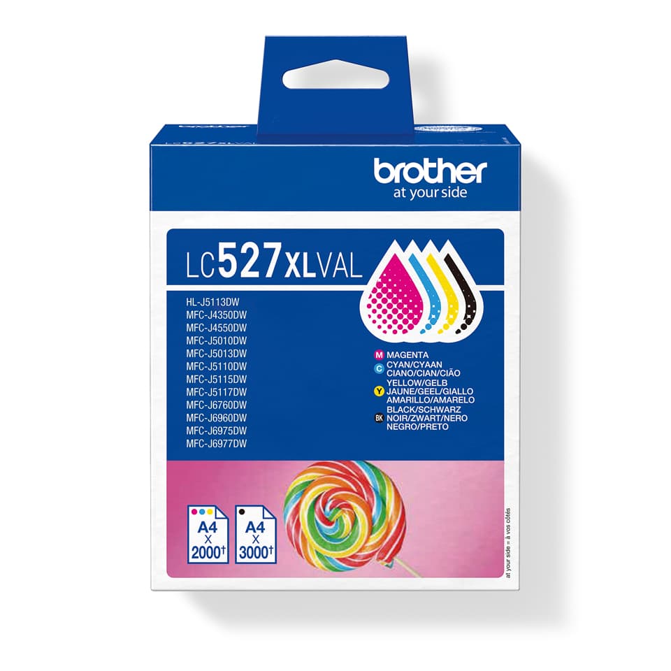 BROTHER LC527XLVAL Pack from 4 Cartridges MFCJ4350DW MFCJ4550DW