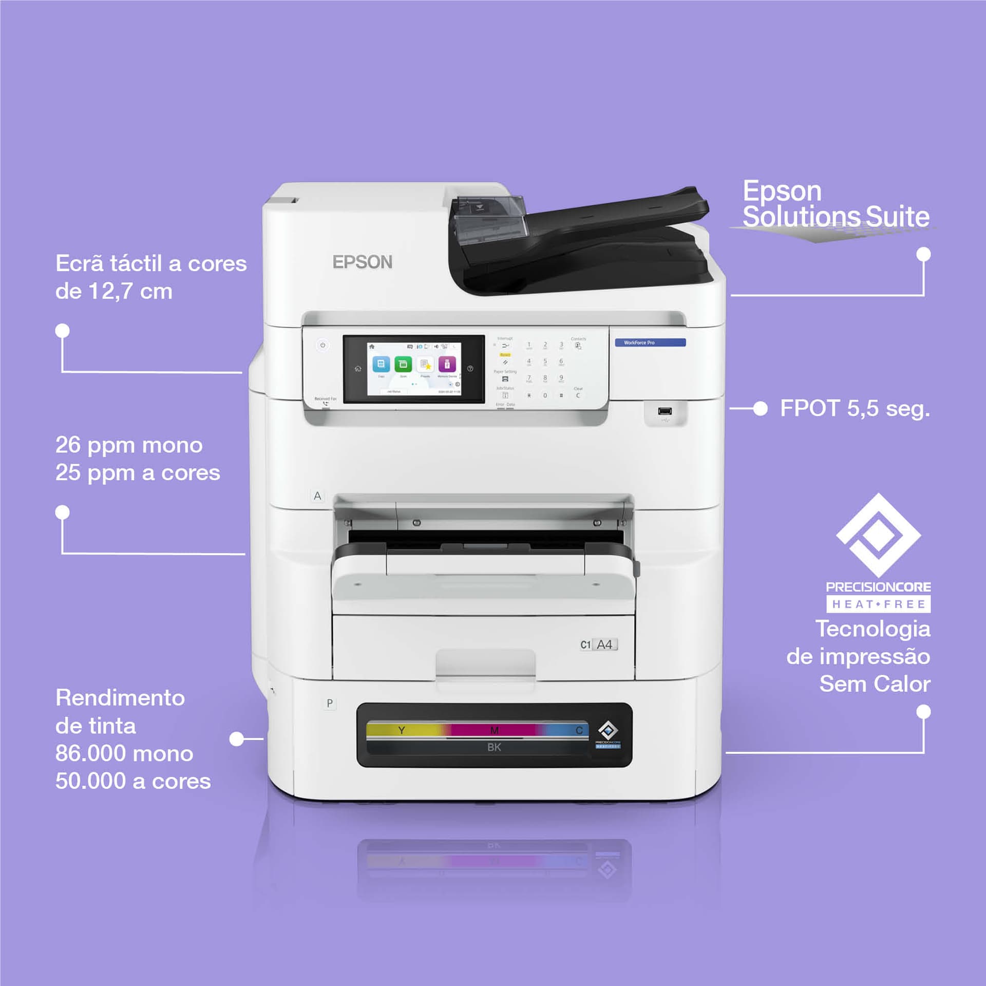 EPSON WorkForce Pro EM-C8101RDWF MFP colour inkjet A3 22ppm Copy 26ppm Print 400sheets USB LAN Wi-Fi