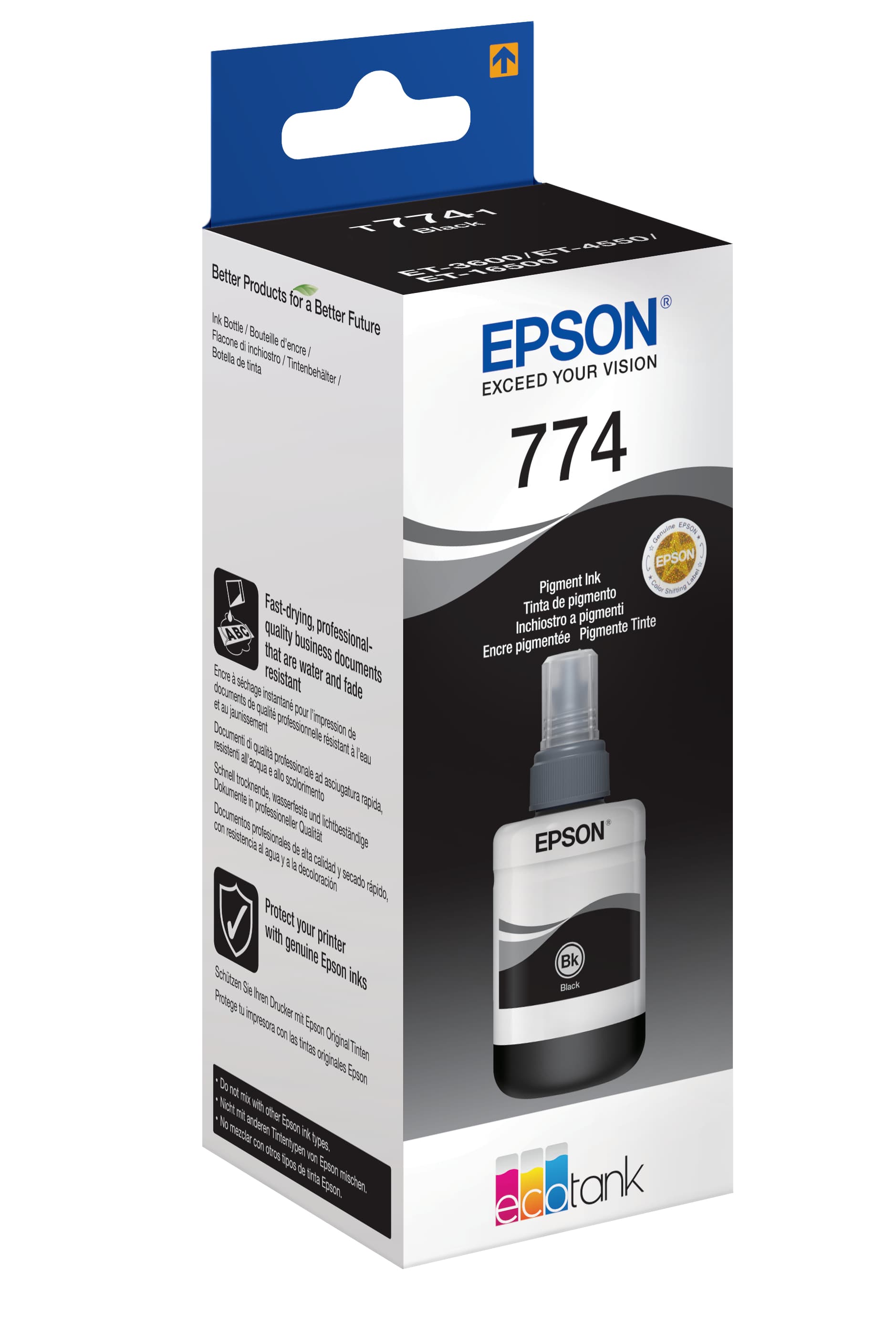 Recarga de Tinta EPSON Serie 774 Preto (140ml) - EcoTank 3600/4550/16500