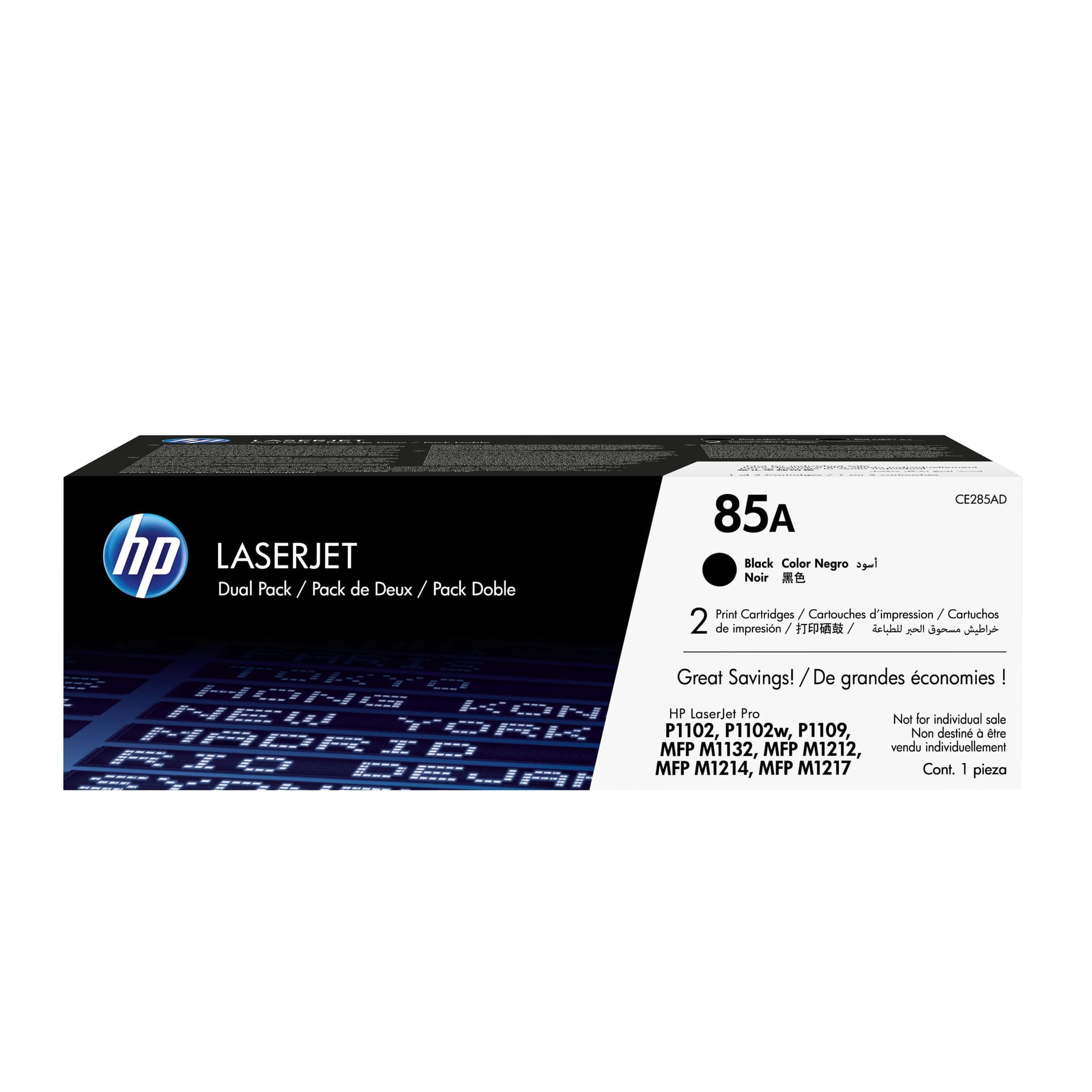HP 85A original LaserJet Toner cartridge CE285AD black standard capacity 1.600 pages 2-pack