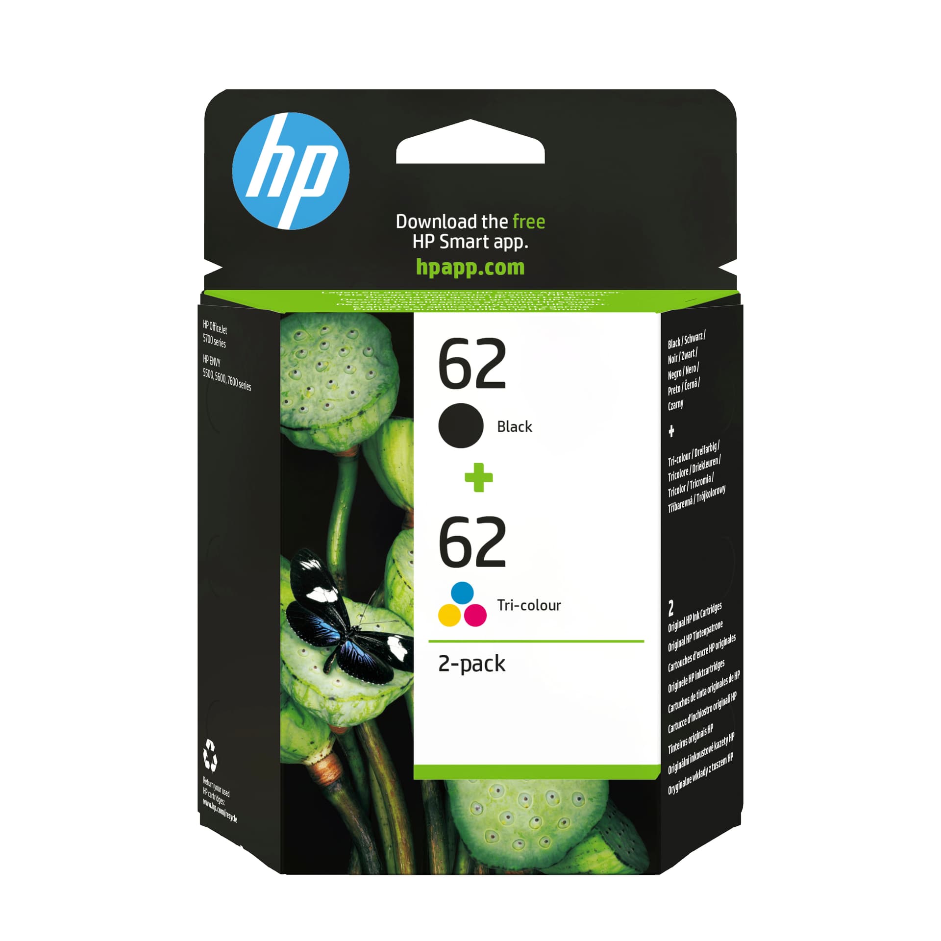HP 62 original Ink cartridge N9J71AE Combo 2-Pack Standard Capacity Black and Colour cartridge