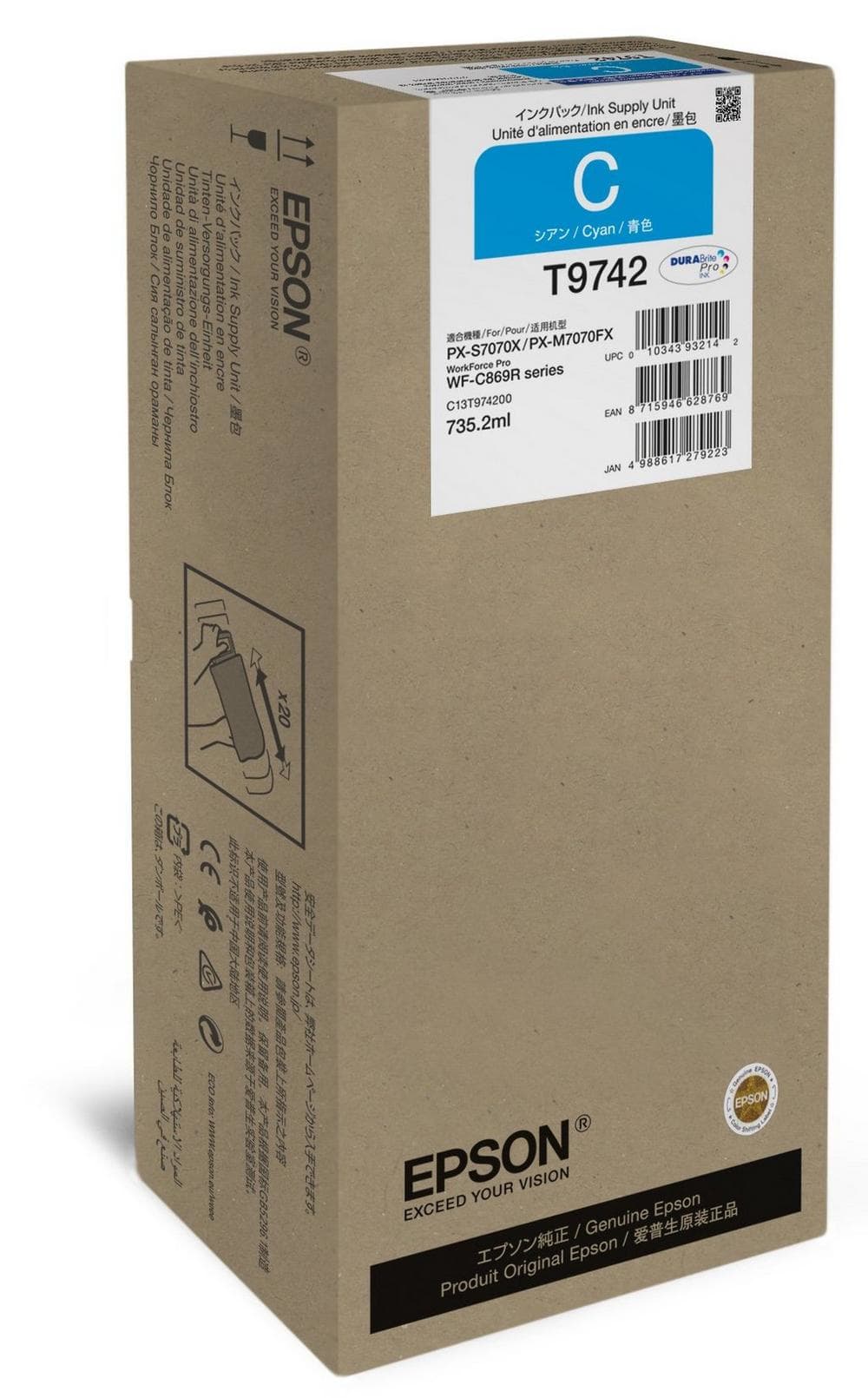 EPSON WorkForce Pro WF-C869R Cyan XXL Ink Supply Unit