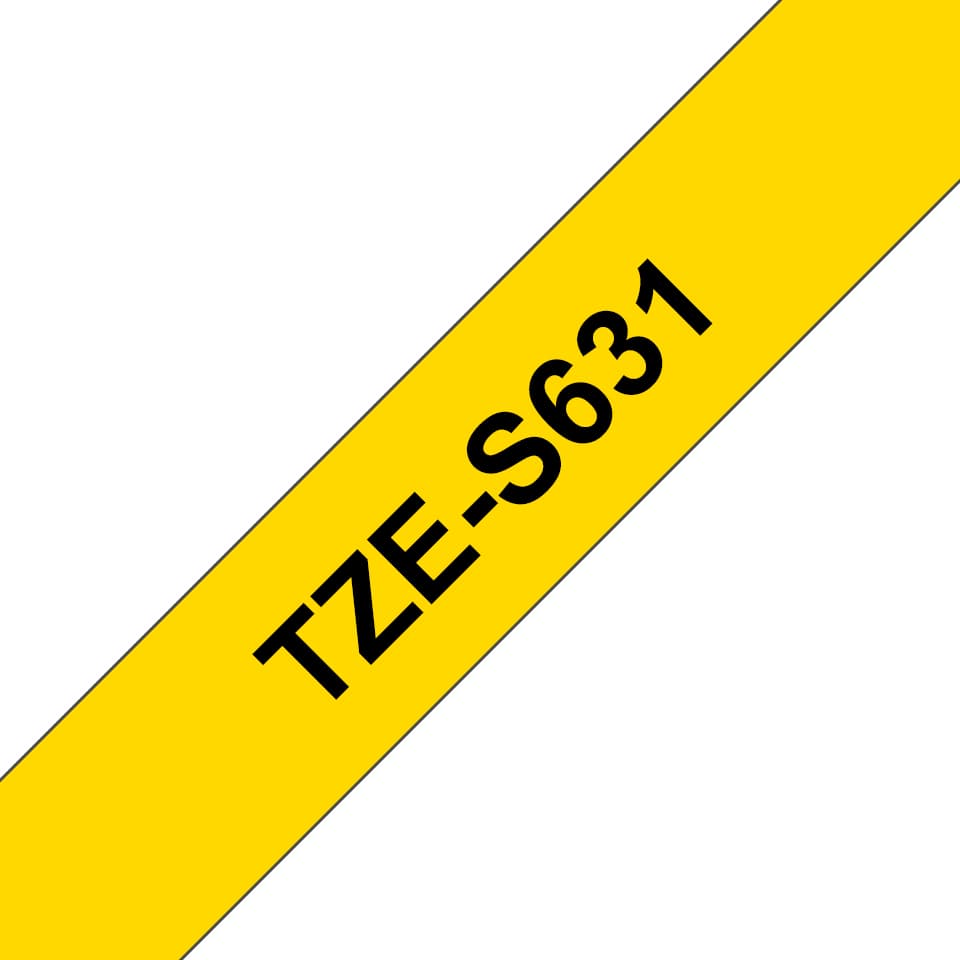 BROTHER P-Touch TZE-S631 black on yellow 12mm extra gluey