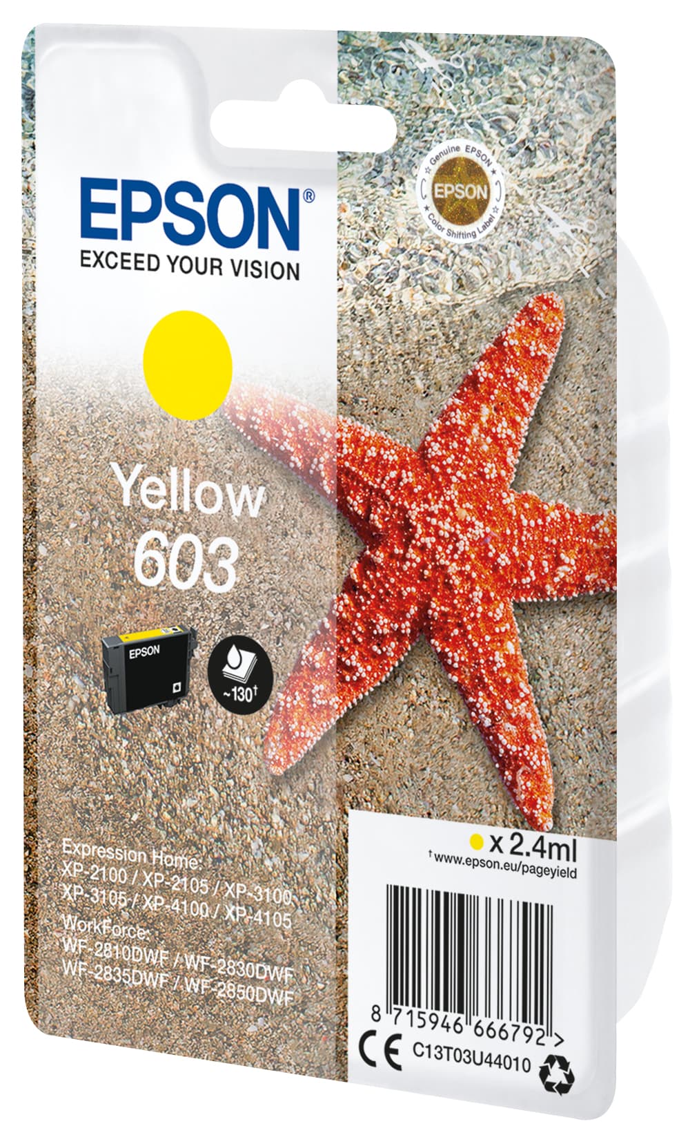 Epson 603 - 2.4 ml - amarelo - original - blister - tinteiro - para Expression Home XP-2150, 2155, 3150, 3155, 4150, 4155, WorkForce WF-2820, 2840, 2845, 2870