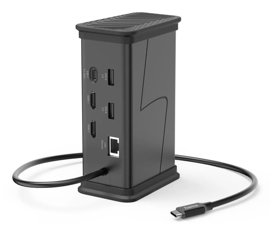 HAMA USB-C Hub 9 Ports 2x HDMI USB-A USB-C LAN Black