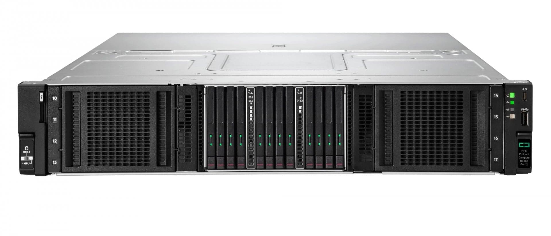 HPE ProLiant Compute DL340 Gen12 - Servidor - montável em bastidor 2U - 1 via - 1 x Xeon 6515P / até 3.8 GHz - RAM 64 GB - SATA/SAS - hot-swap (permuta) 3.5" compartimento(s) - SSD 2 x 480 GB - NVMe, Raid 1 configuration - sem SO - monitor: nenhum