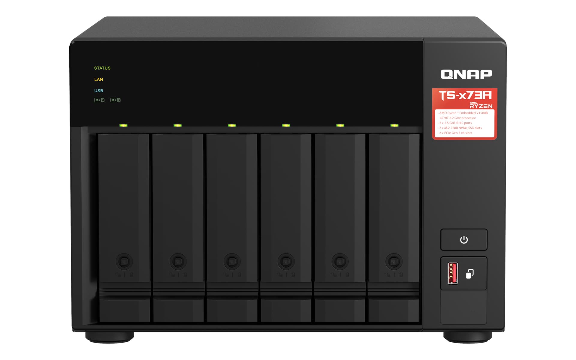 QNAP TS-673A, Ryzen Embedded, 8 GB, 0 TB, QNAP Turbo System