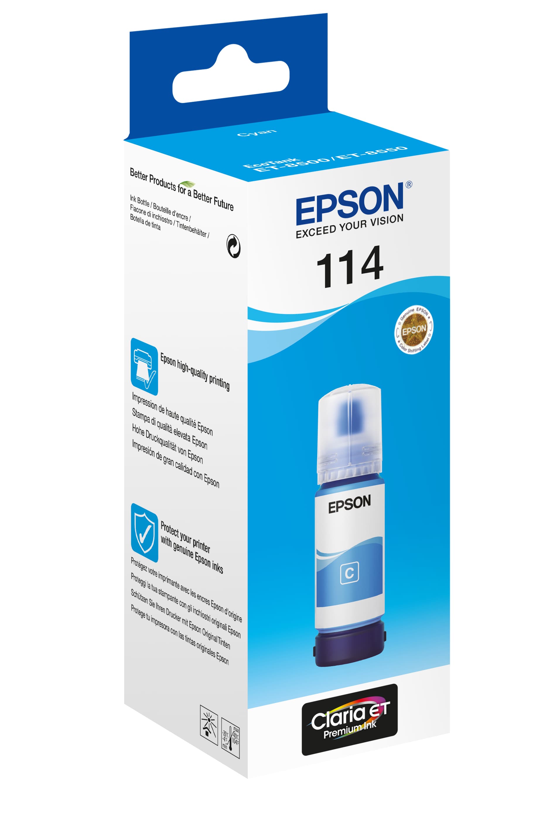 Epson 114 - 70 ml - azul cyan - original - recarga de tinta - para EcoTank ET-8500, ET-8550