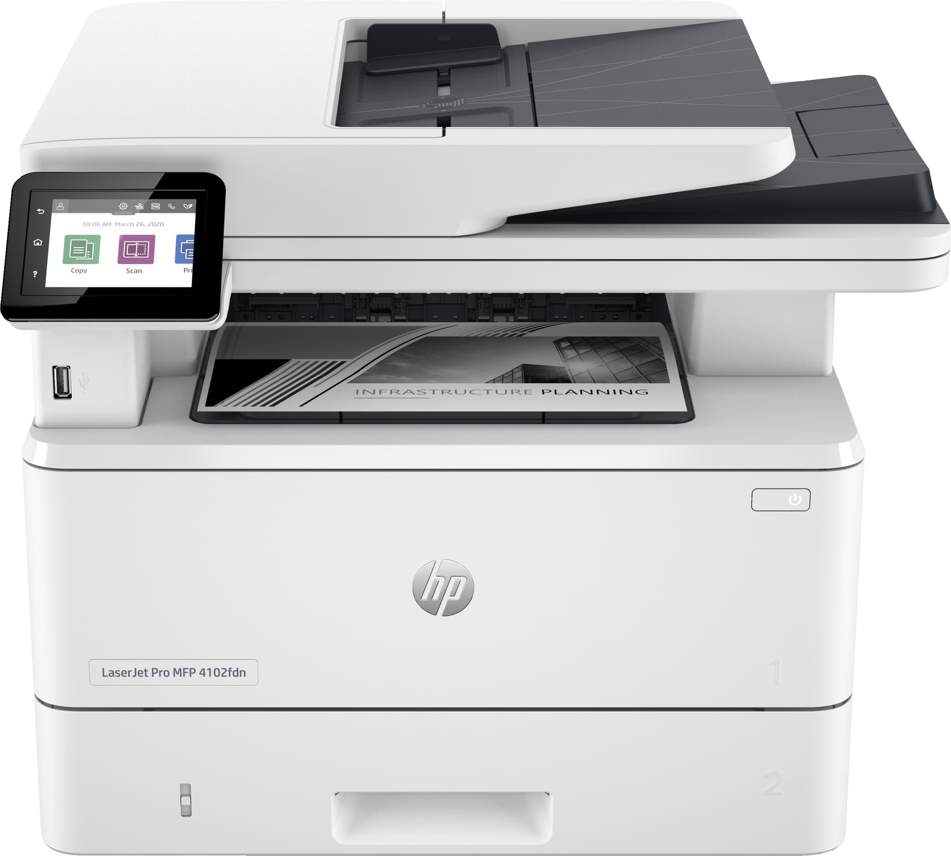 HP LaserJet Pro MFP 4102fdn - Impressora multi-funções - P/B - laser - Legal (216 x 356 mm) (original) - A4/Legal (media) - até 38 ppm (cópia) - até 40 ppm (impressão) - 350 folhas - 33.6 Kbps - USB, USB 2.0, Gigabit LAN, host USB