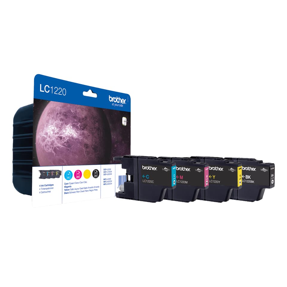 Brother LC1220VALBP - Pack de 4 - preto, amarelo, azul cyan, magenta - original - blister - tinteiro - para Brother DCP-J525W, DCP-J725DW, DCP-J925DW, MyMio MFC-J825N
