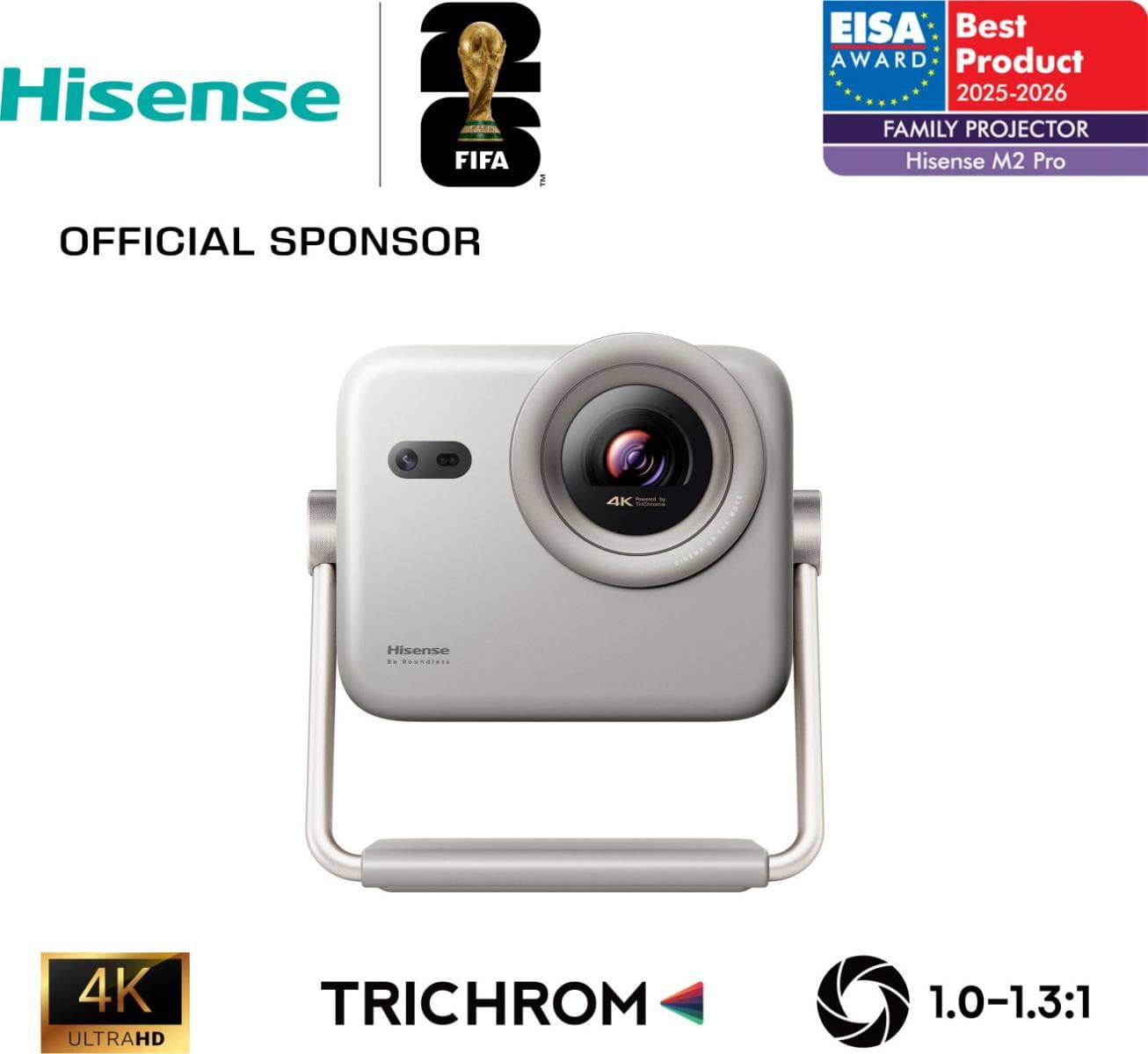 HISENSE MINI PROJECTOR LASER 200" 4K 1300 LUMENS SMART VIDAA U7.6 M2 PRO