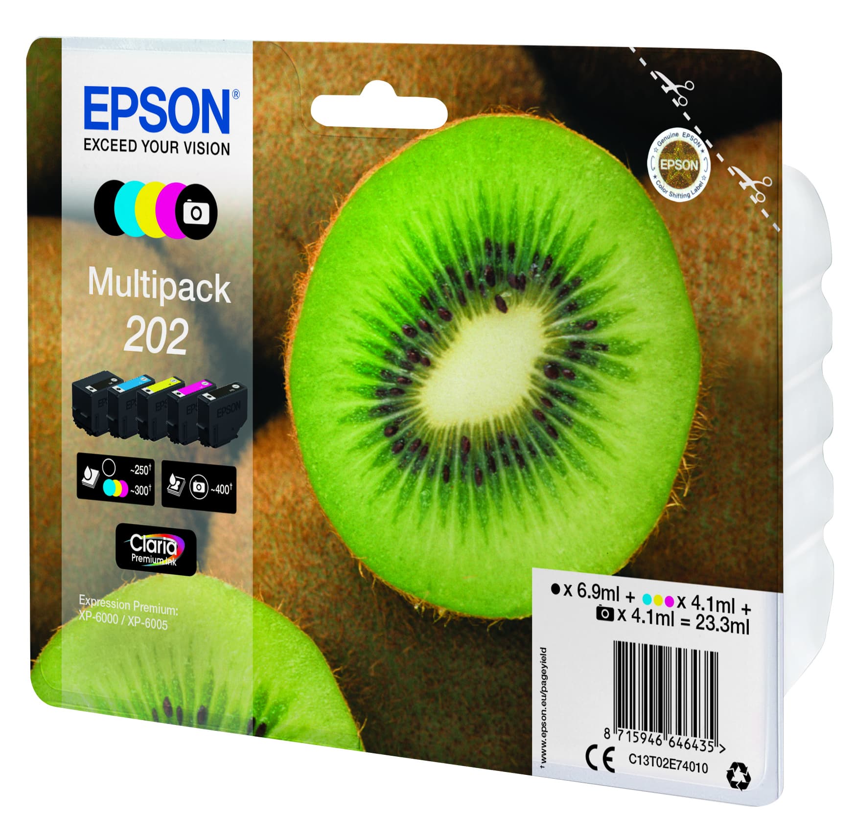 EPSON TINTEIRO PACK 5 CORES 202 CLARIA PREMIUM XP-6000/6005 MOQ10