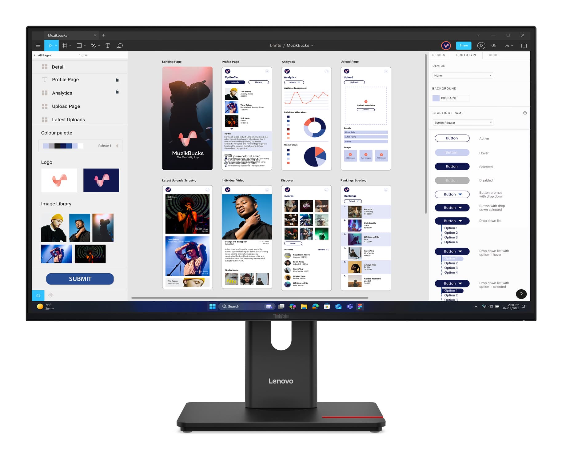 Lenovo ThinkVision T32UD-40 Monitor, 80 cm (31.5"), 3840 x 2160 pixels