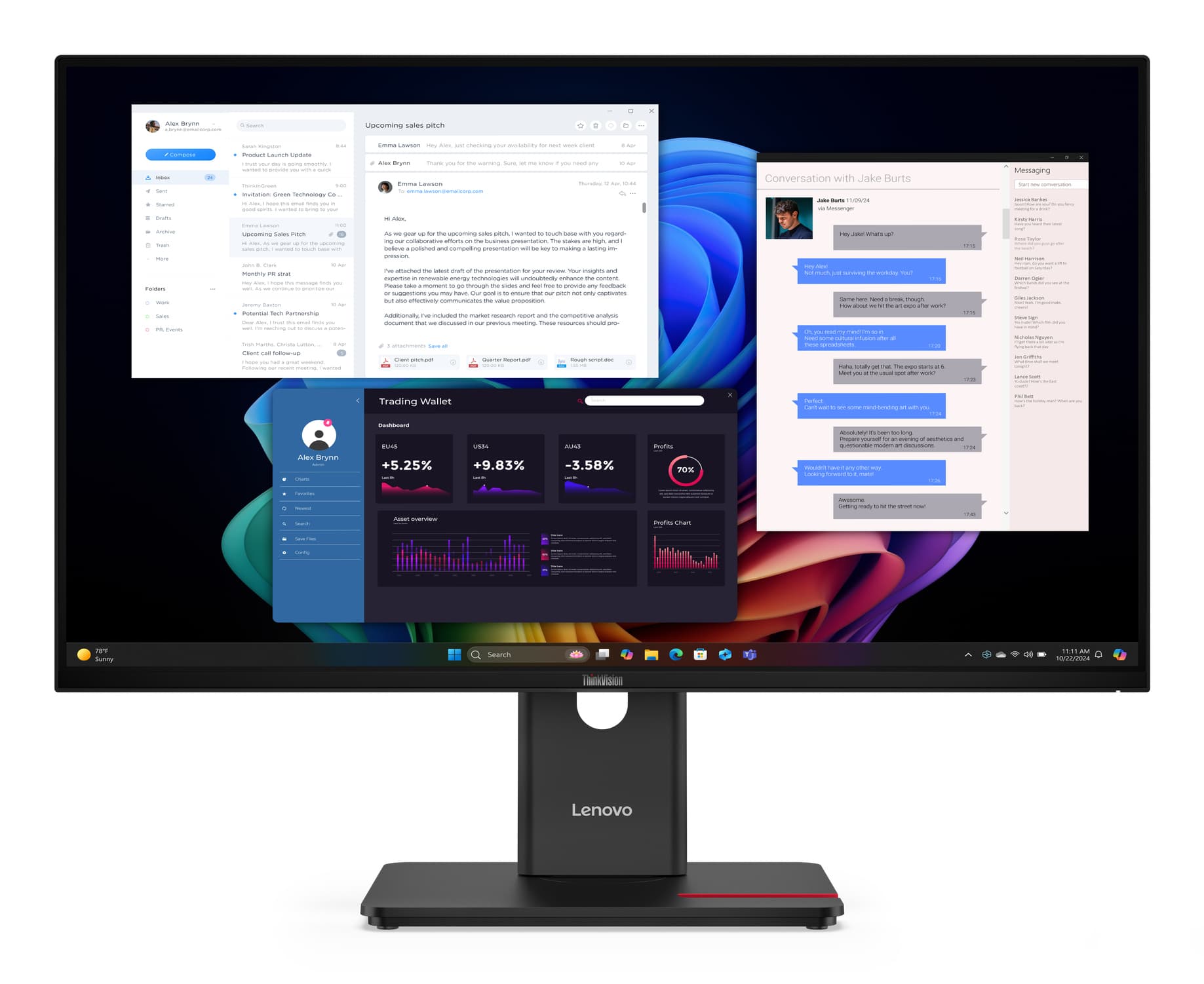 Lenovo ThinkVision T27UD-40 Monitor, 68,6 cm (27"), 3840 x 2160 pixels