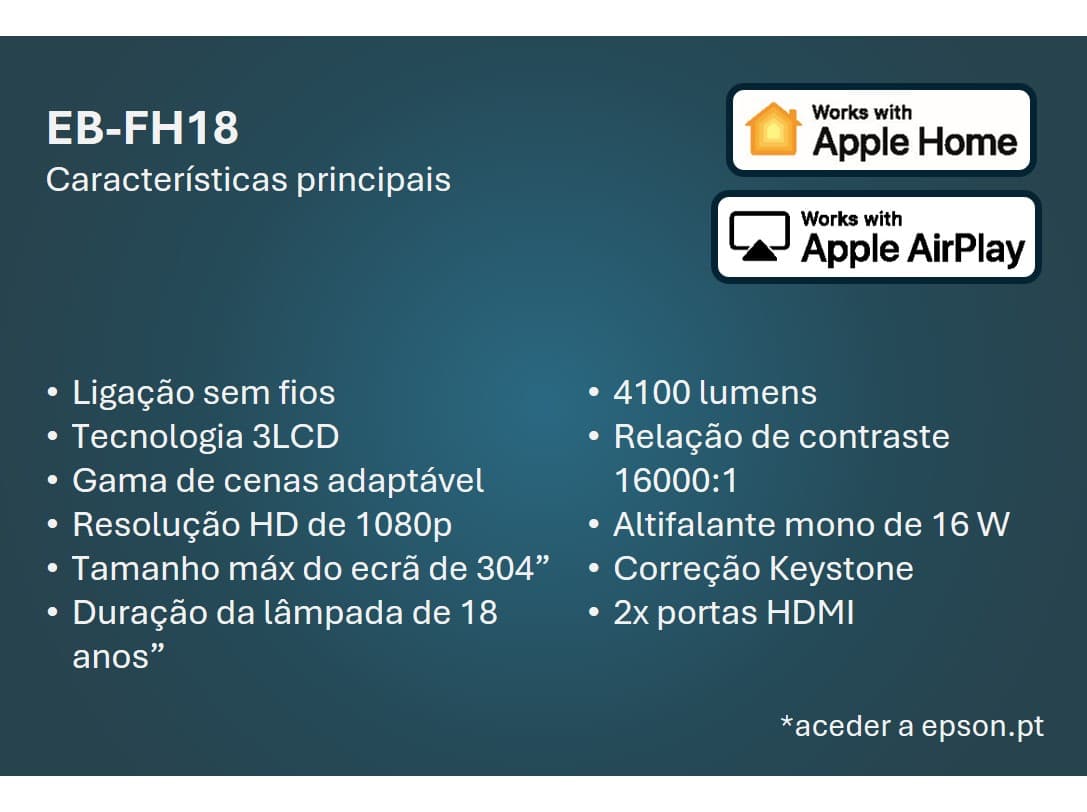 EPSON EB-FH18 3LCD Projector 4100lm