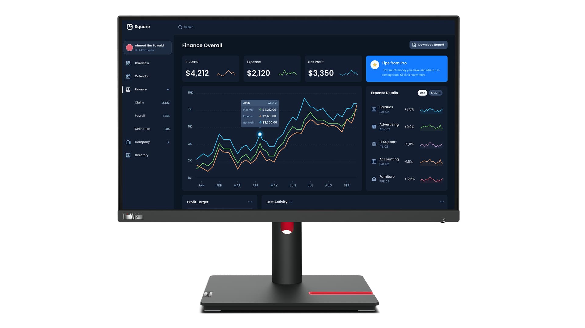 Lenovo ThinkVision T22i-30 Monitor, 54,6 cm (21.5"), 1920 x 1080 pixels