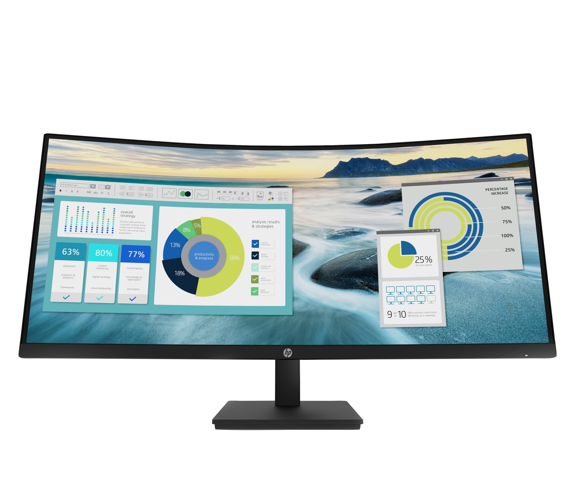 HP Monitor curvo WQHD P34hc G4 com USB-C, 86,4 cm (34"), 3440 x 1440 pixels